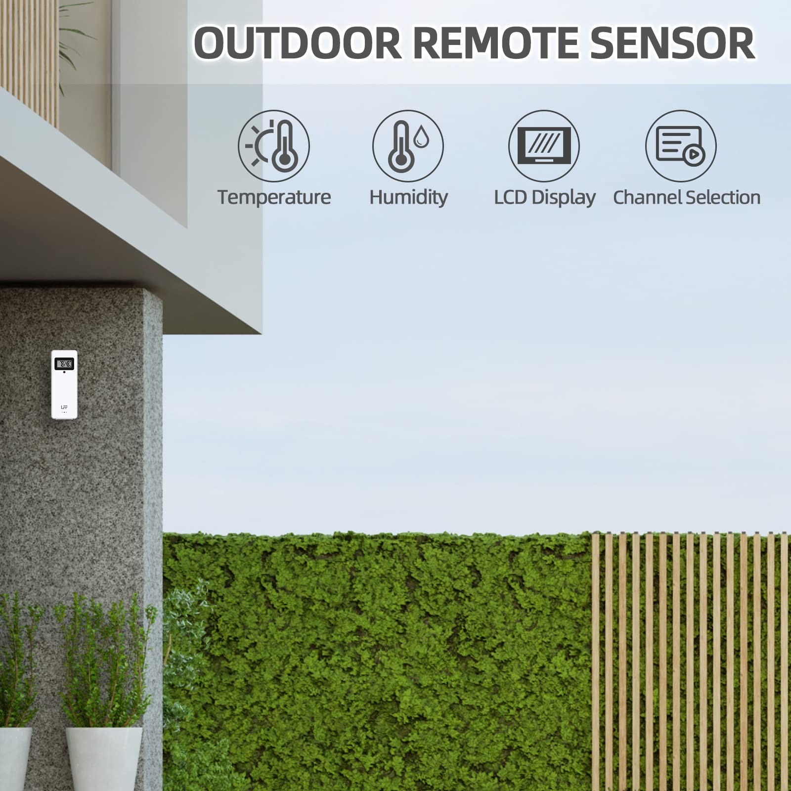 LFF Wireless Remote Sensor With Indoor Outdoor Temperature and Humidity, LCD ...
