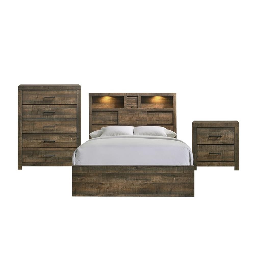 Picket House Furnishings Beckett King Bookcase Panel 3PC Bedroom Set w/Bluetooth