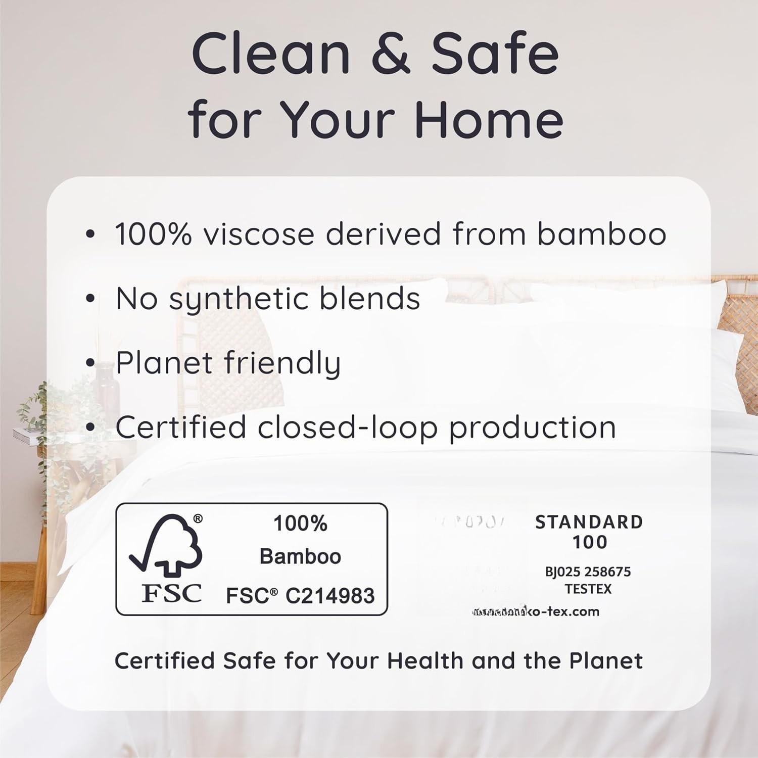 100% Viscose Derived from Bamboo Pillowcase Standard Size