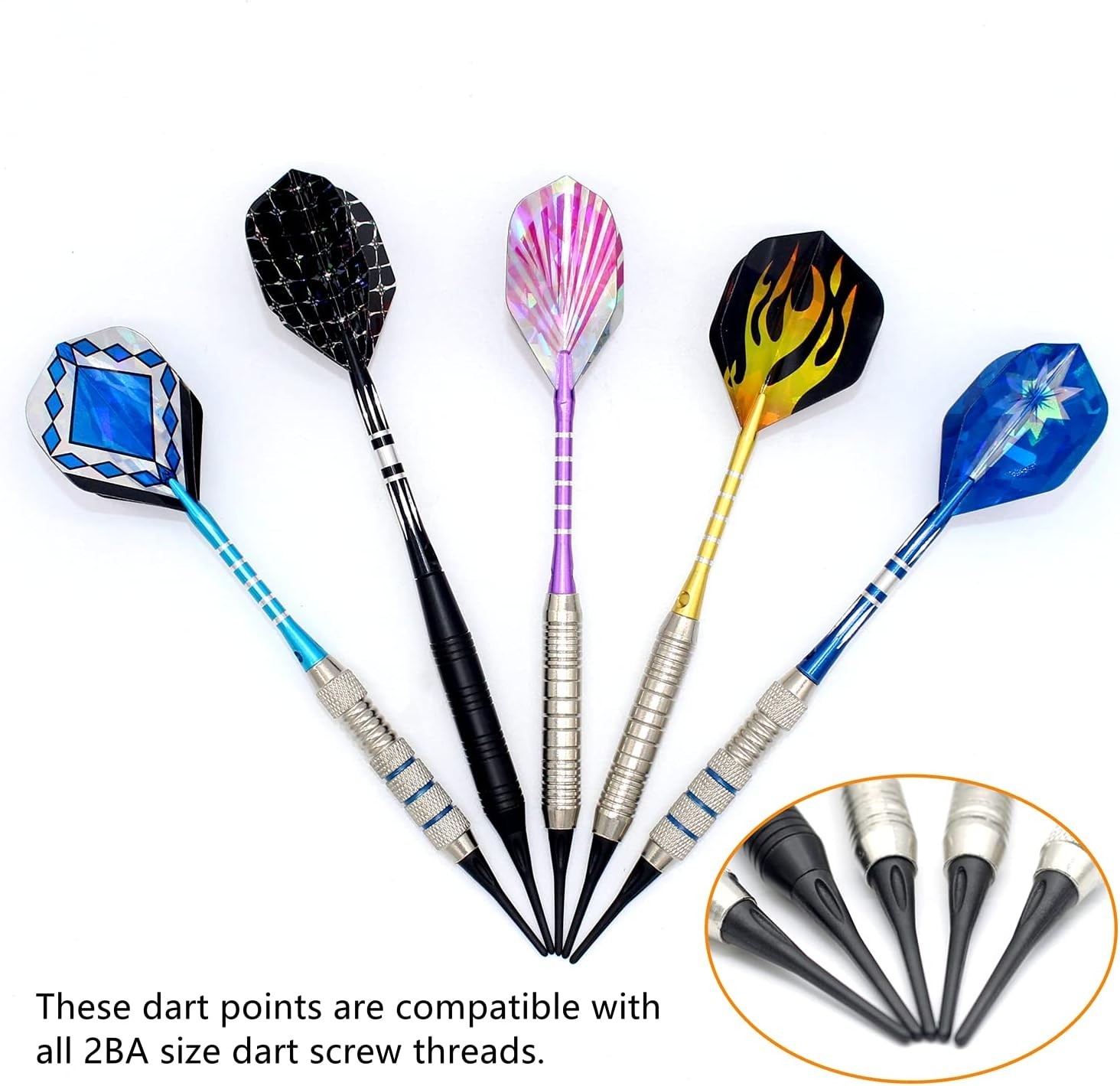 2BA Thread Plastic Tip Dart Points 300 Pack Soft Dart Tips Replacement Dart A...