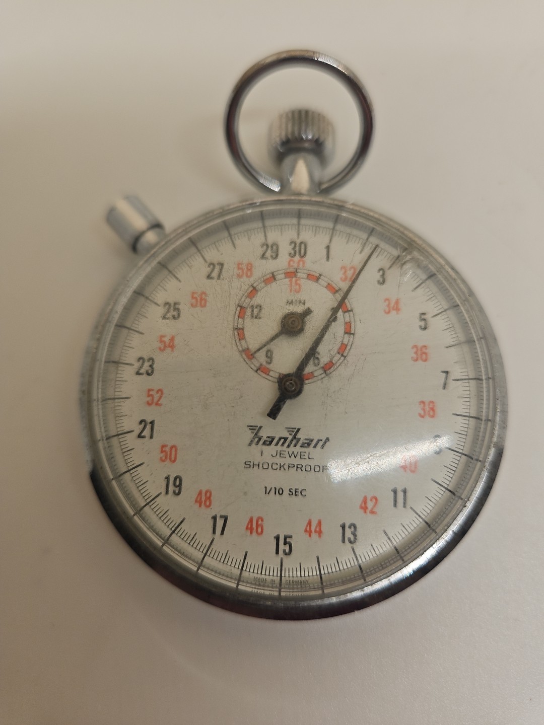Vintage Hanhart Stopwatch 1/10 7 Jewels Working! Read