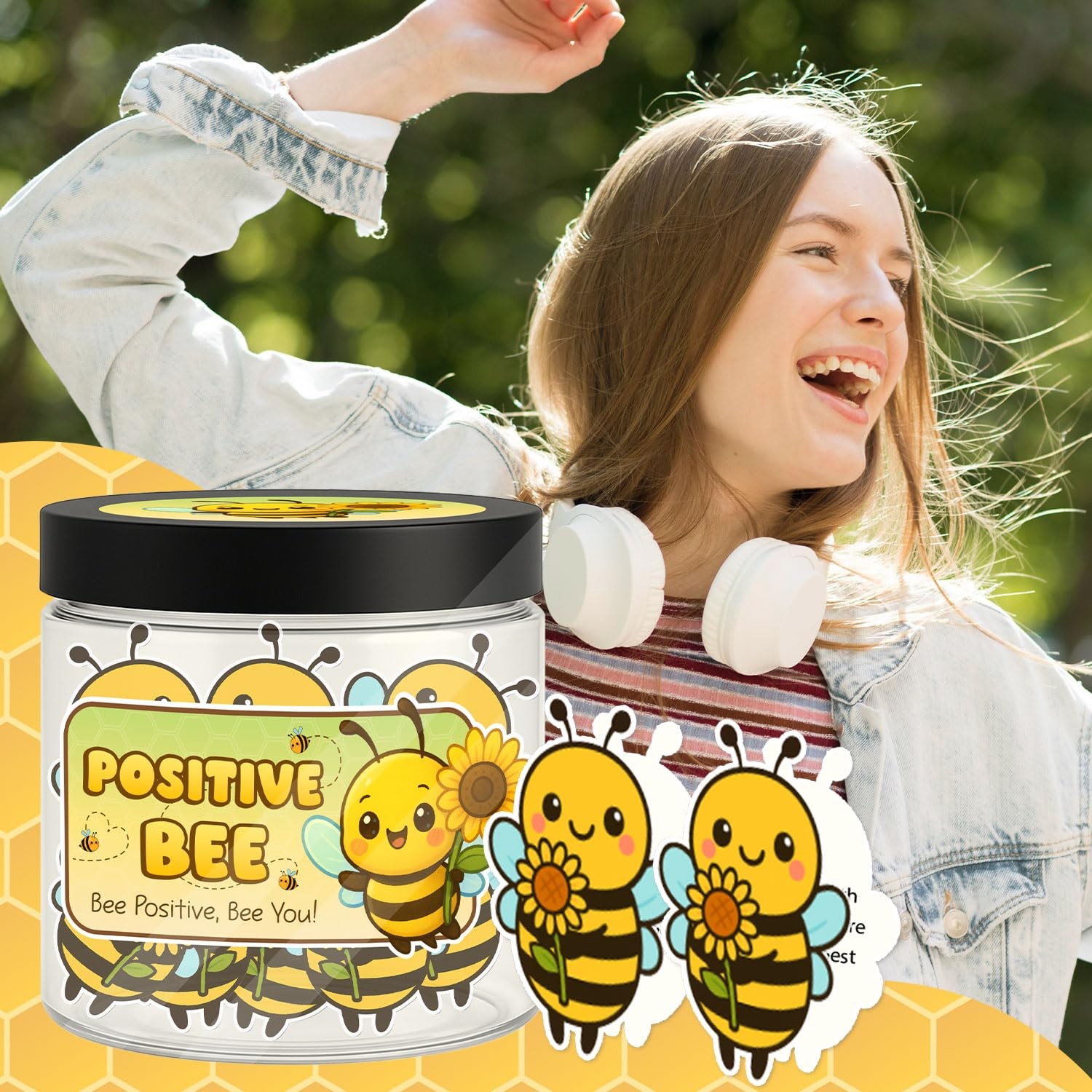 Musemory Positive Bee Jar, 60 Emotional Support Small,