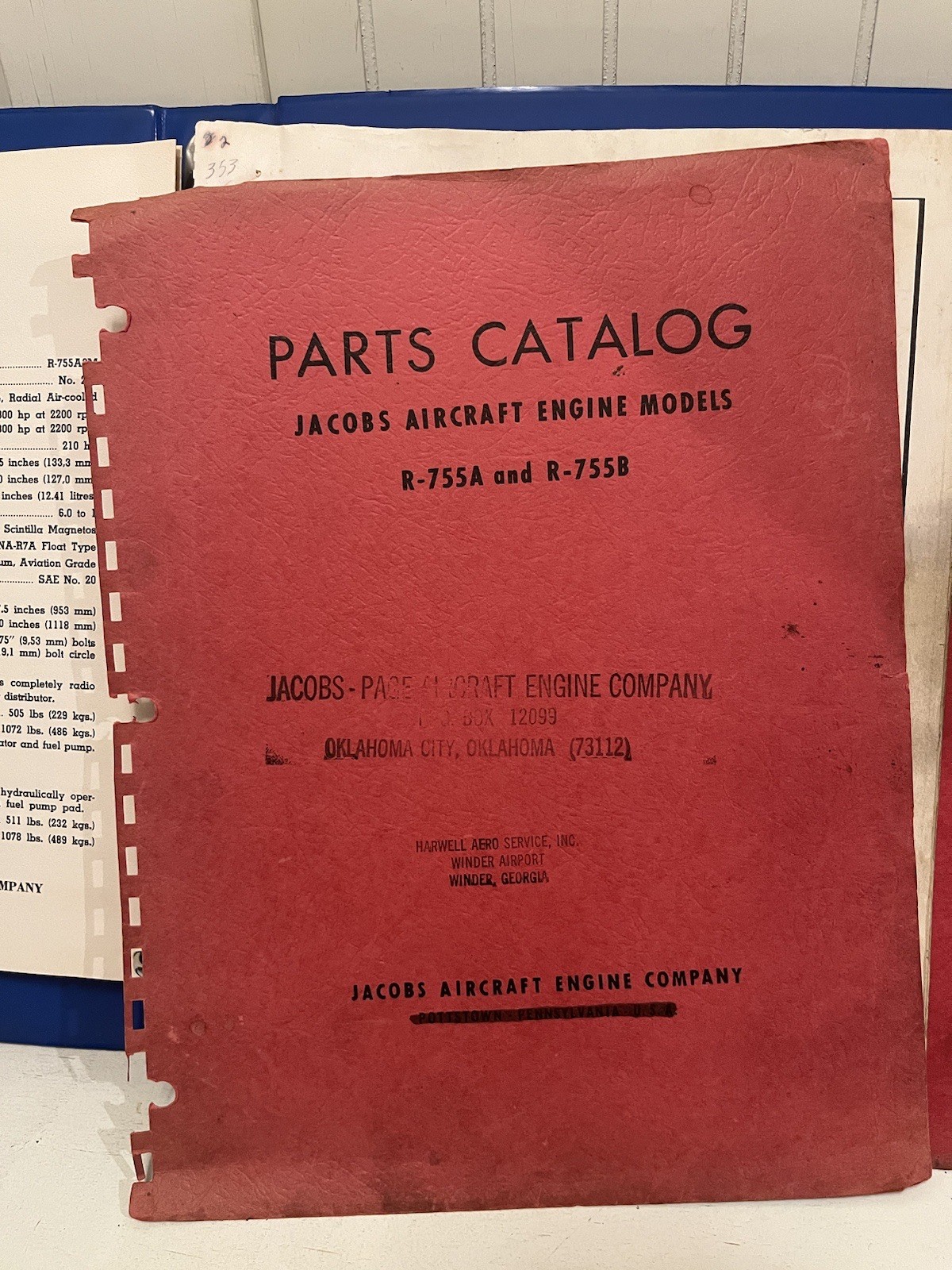 Jacobs Aircraft R-755A R-755B Parts Catalog Overhaul Instructions OG Flaws Read