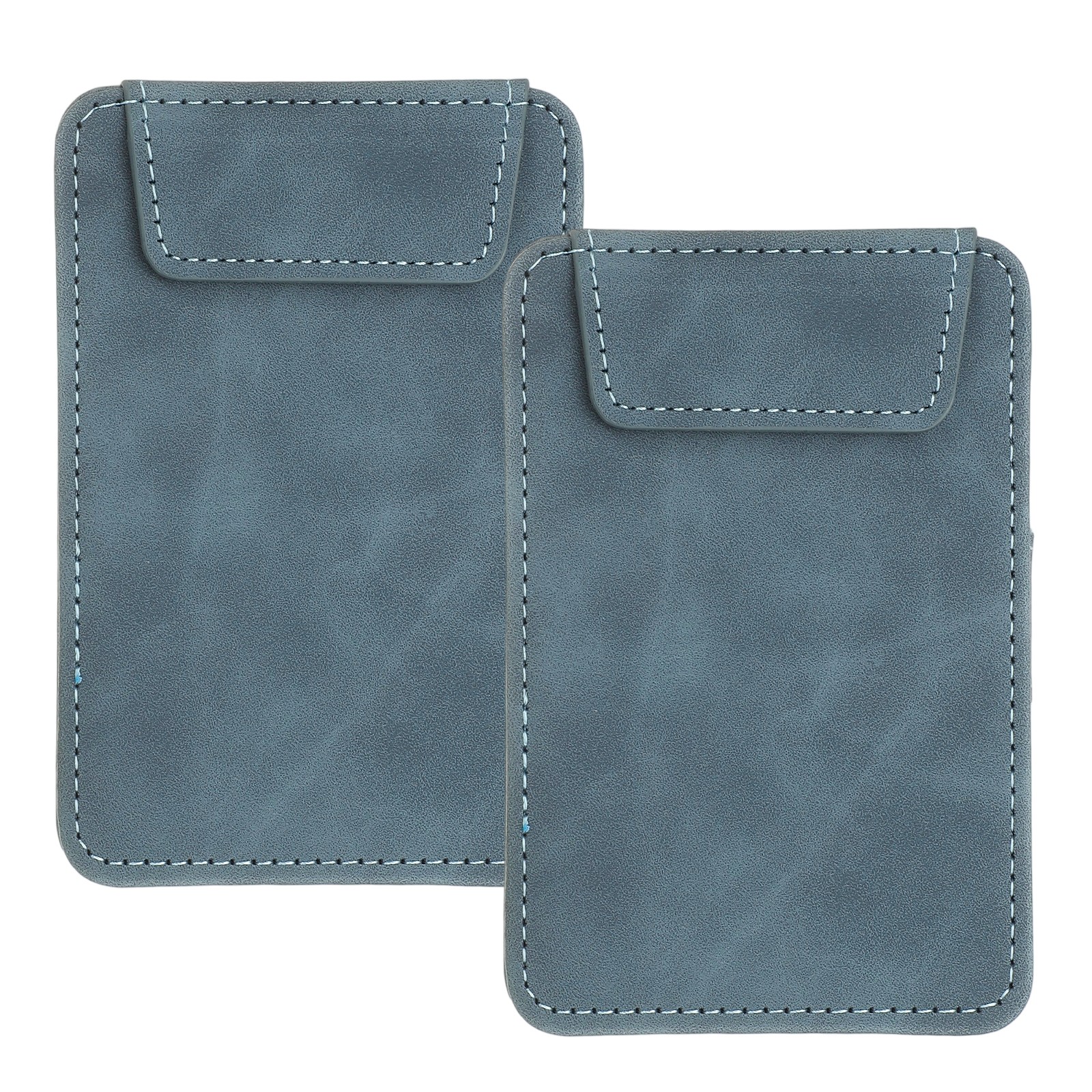 2 Pack Mini Clipboard, 5" x 3" Leather Small Clipboard with Pen Holder (Blue)