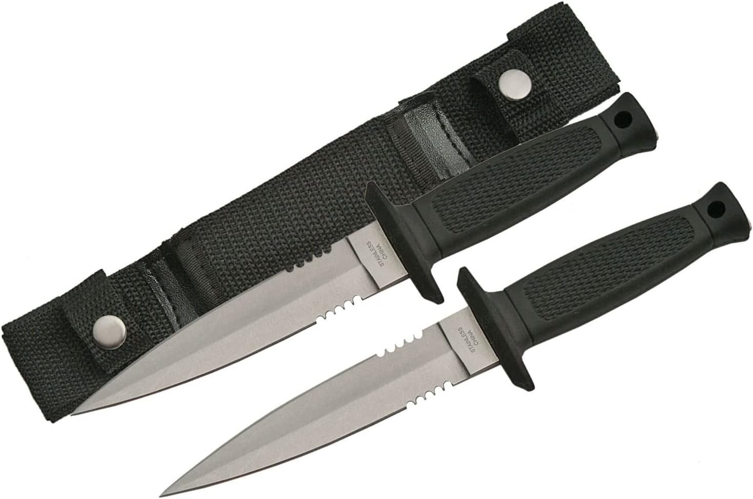 2 Pc. Tactical Boot Dagger Set | 7" Knife w/ Sheath | Full Tang Serrated