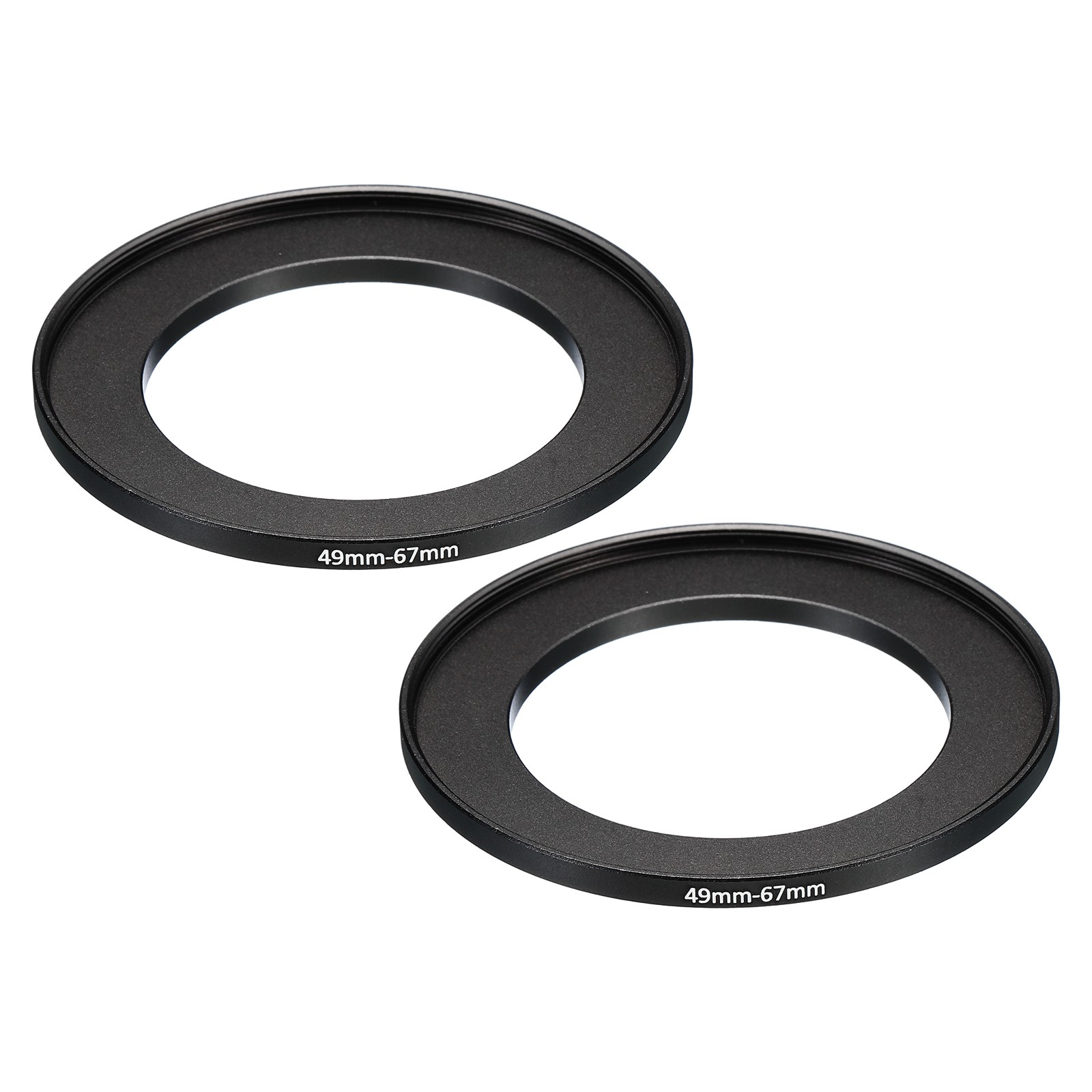49mm-67mm Metal Step Up Ring, 2 Pcs Camera Lens Filter Adapter Ring Black