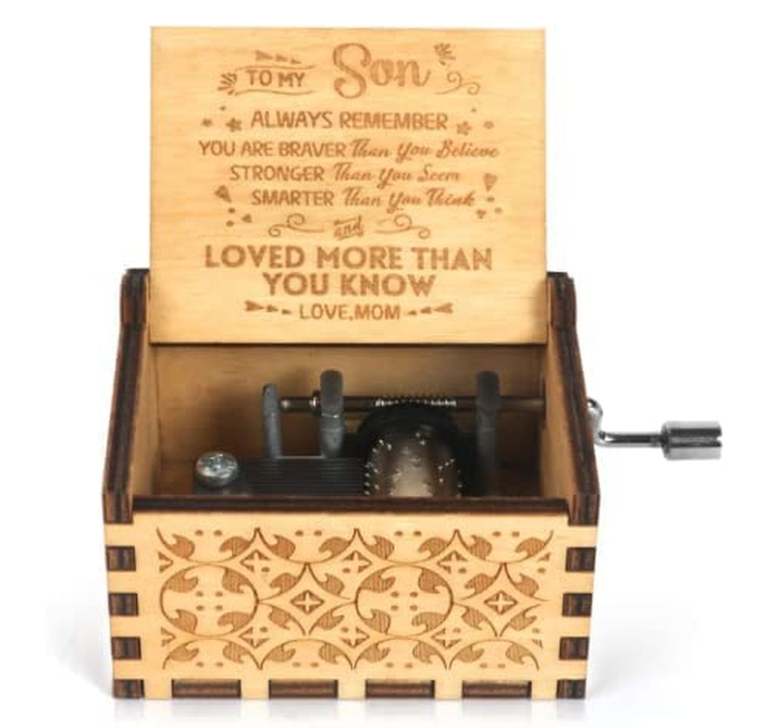 Wooden Music Boxes, Vintage Hand Crank Music Box for Son Kids, Gifts for Chri...