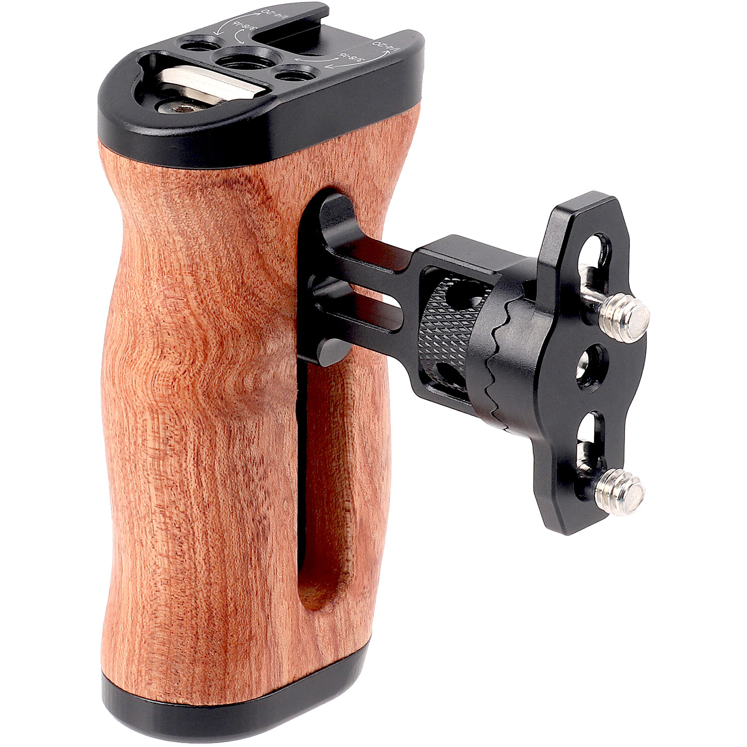 Wooden Side Handle Grip w/ cold shoe QR Mount for Mirrorless Camera Cage Rig
