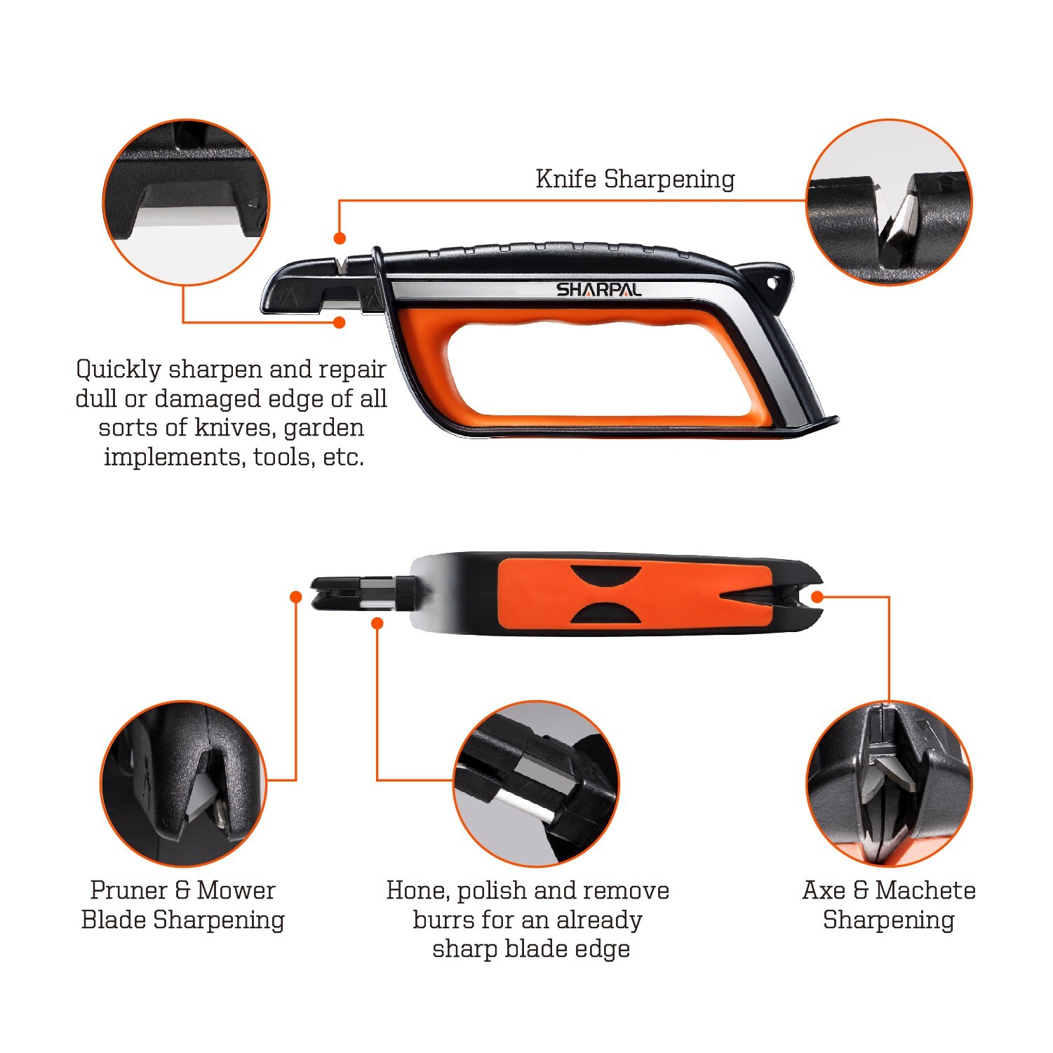 Knife Garden Tool Multi-Sharpener for Lawn Mower Blade, Axe, Pruner, Shears