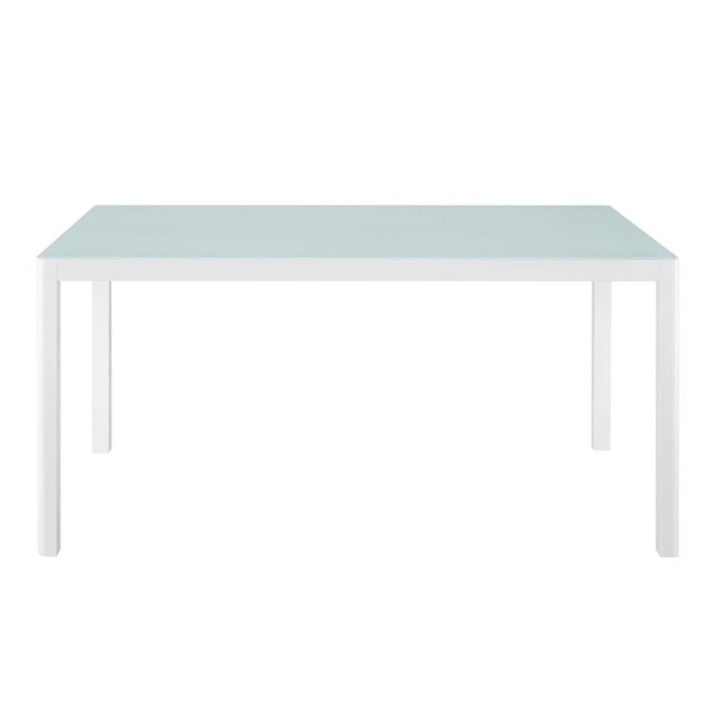 Pemberly Row 59" Modern Aluminum Patio Dining Table in White