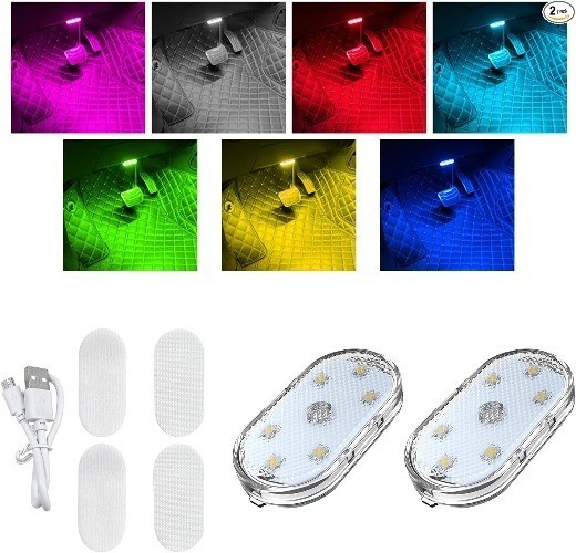 2 PCS Car LED Lights Interior Wireless, 7 Colors Stic Size: 2 PCSStyle: Sticky