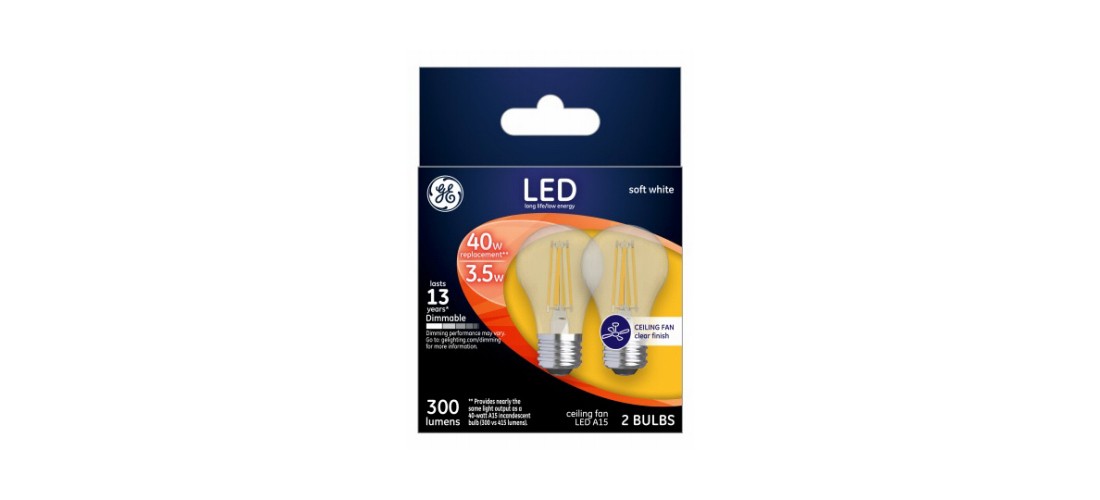 GE 23240 LED Bulb A15 E12 (Candelabra) Soft White 40 W Clear Pair