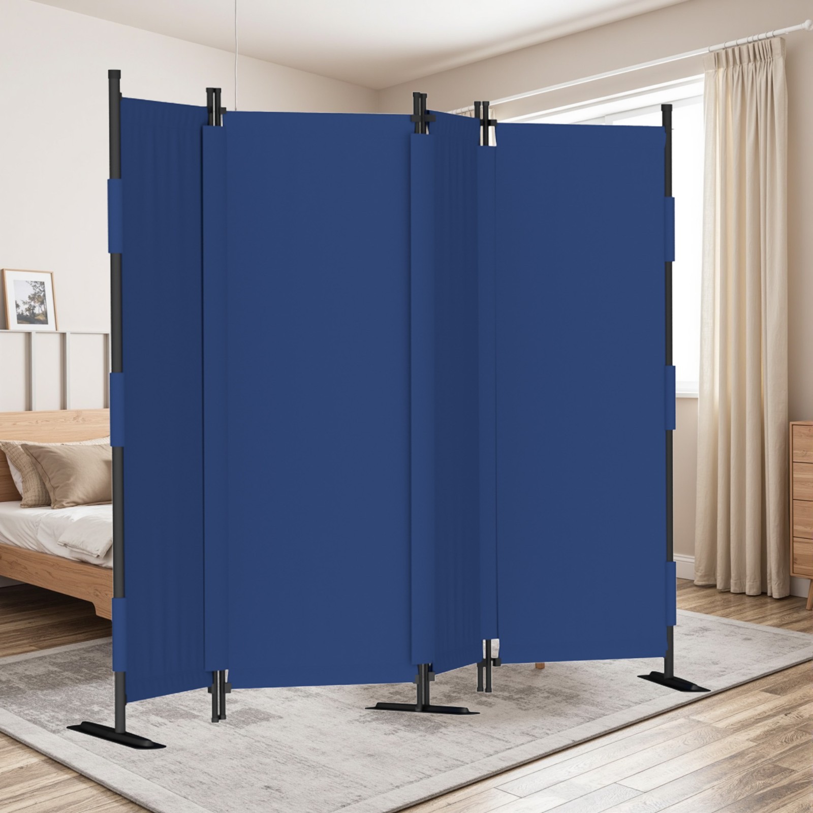 Upgraded Seamless Room Divider 4-Panel Folding Privacy Screen Room Partition
