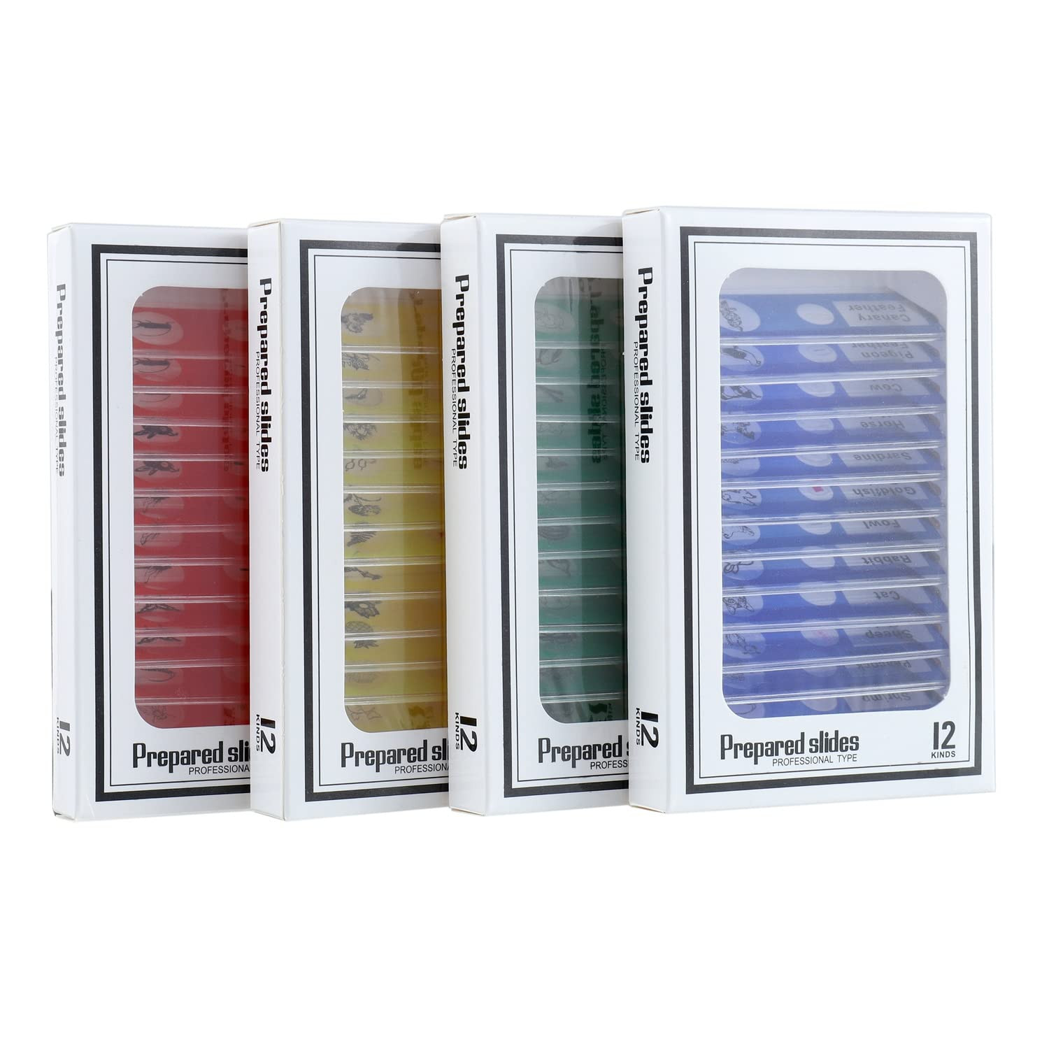 48 PCS Prepared Microscope Slides Set Insects Animals Flowers Plants Plastic ...