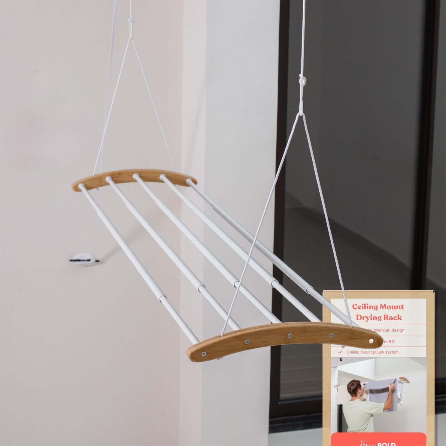 Ceiling Mounted Drying Racks for Laundry-Space-Saving Ceiling Clothes Drying ...