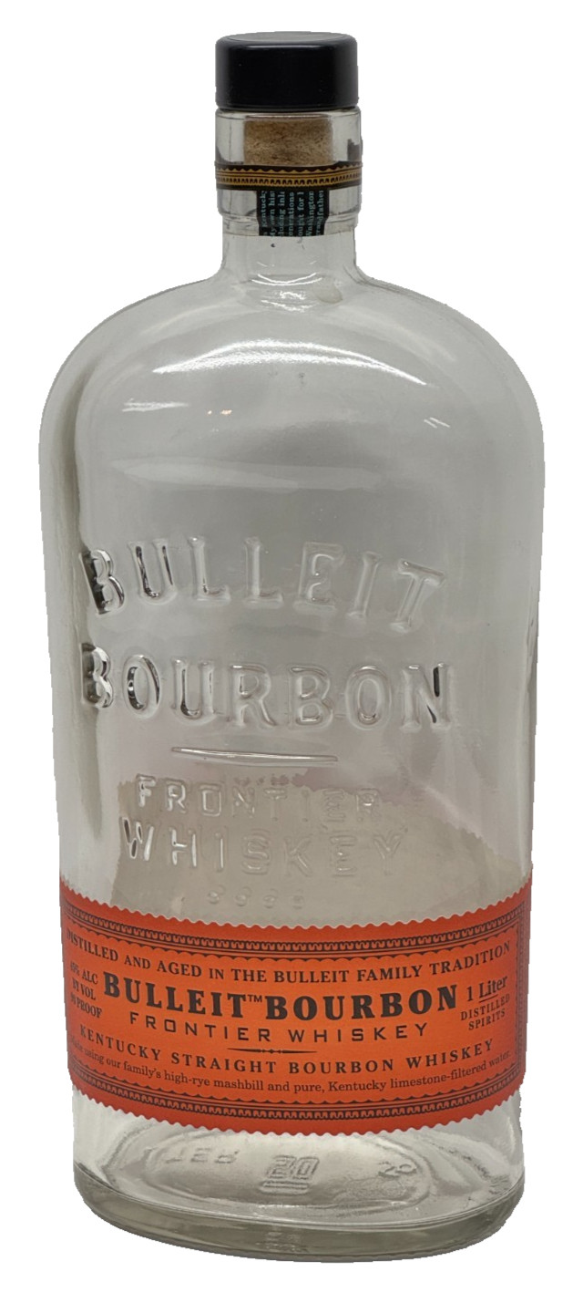 Bulleit Kentucky Straight Bourbon Frontier Whiskey 1L EMPTY BOTTLE