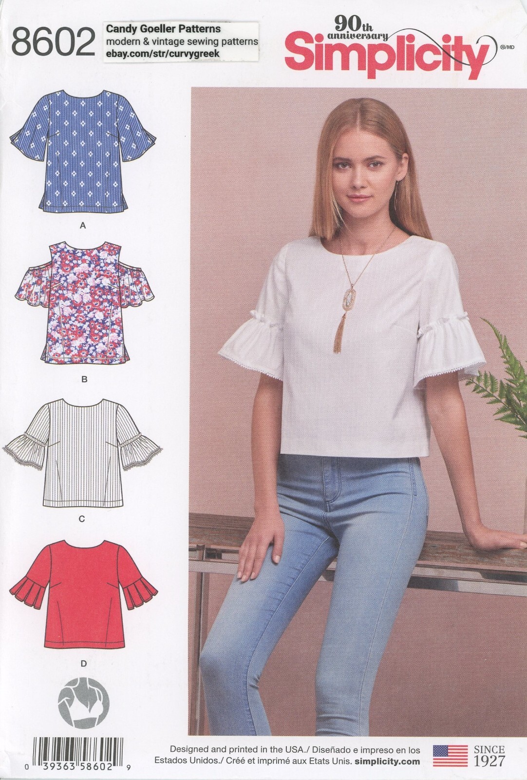 Simplicity 8602 Boxy Shell Top in 2 Lengths w Ruffle & Pleat Detail Sz 6-14 UC