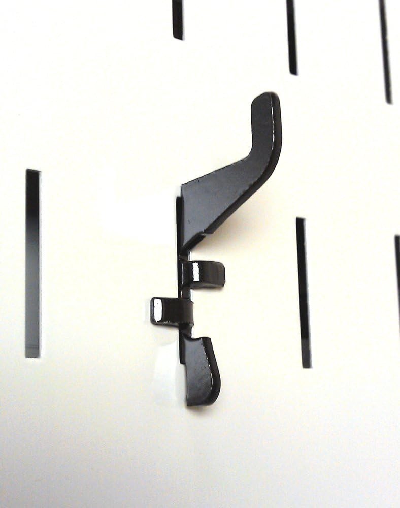 6 Pcs Black Rust-Resistant Slotted Metal Hooks for Pegboard Tool Organization