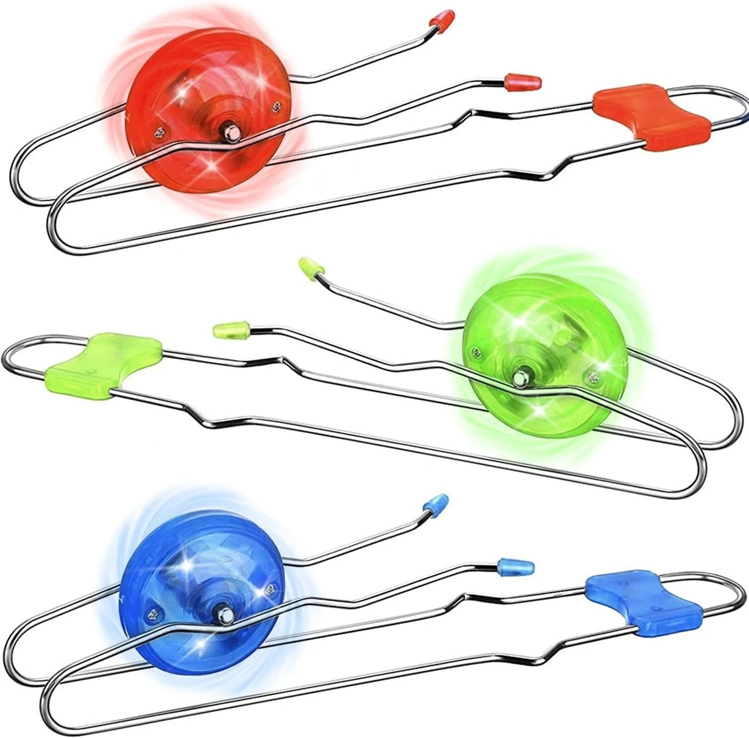 3Pcs Retro Magic Rail Twirler Light Up Glow Magnetic Gyro Wheel for Kids