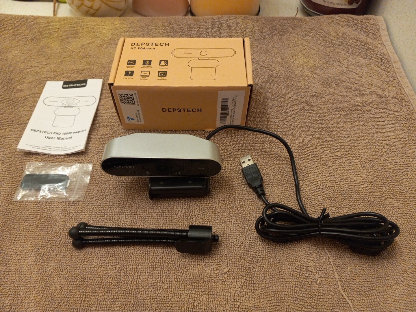 DEPSTECH HD Webcam D04 Silver/Black - New (Open Box)
