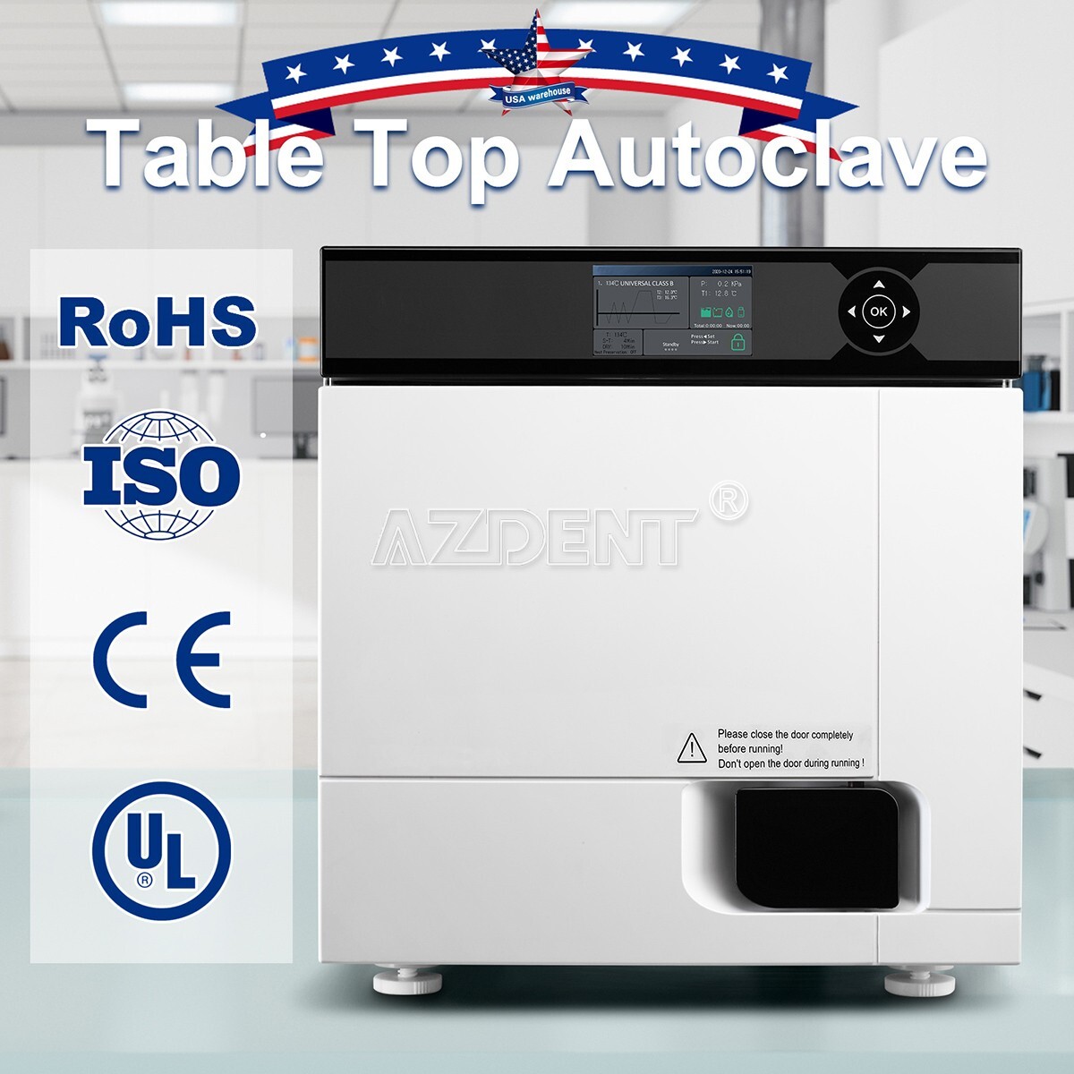 22L Class B Steam Sterilizer Dental Autoclave Pulsation vacuum With Printer