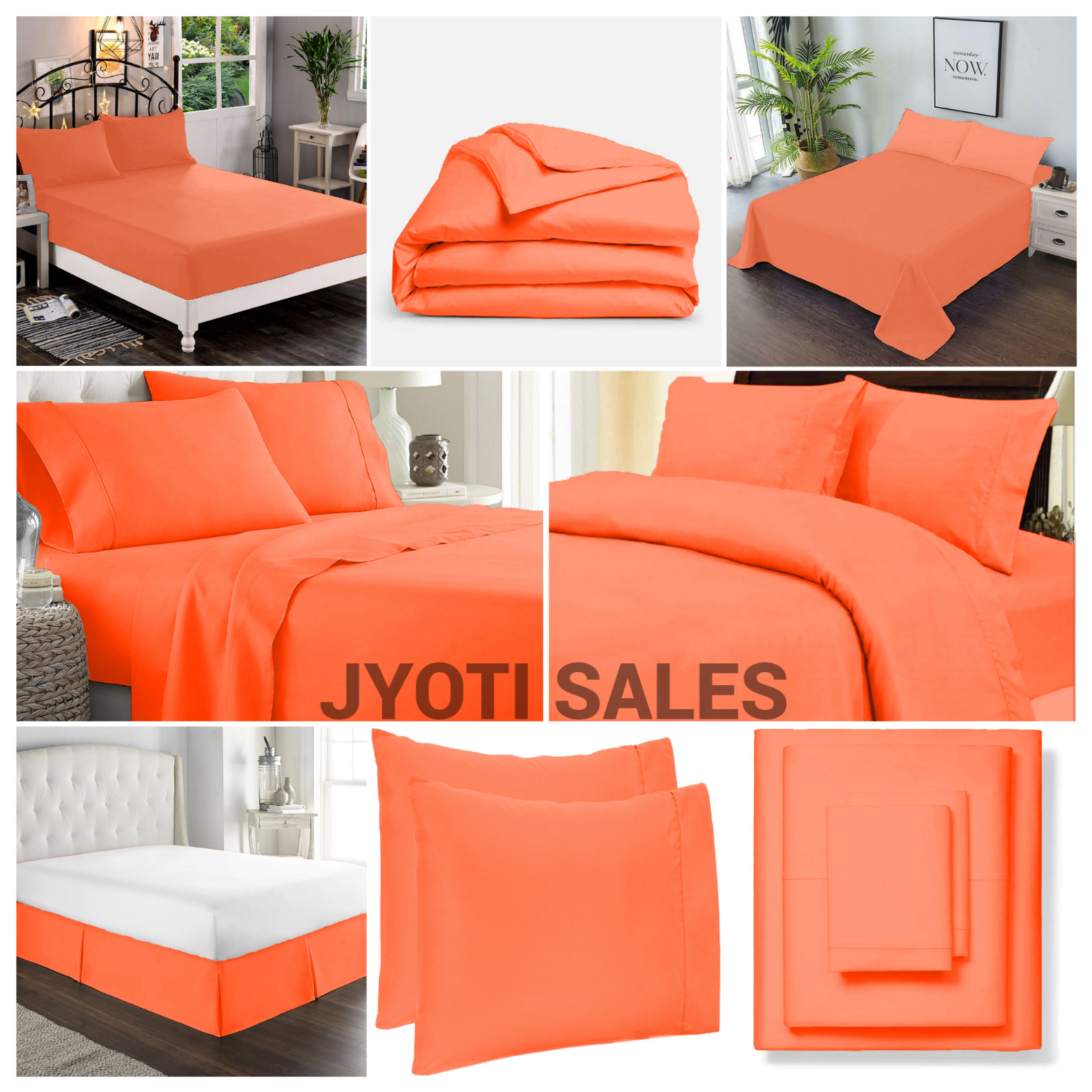 Bedding Collection Egyptian Cotton 1000 OR 1200 TC Orange Solid Select Item