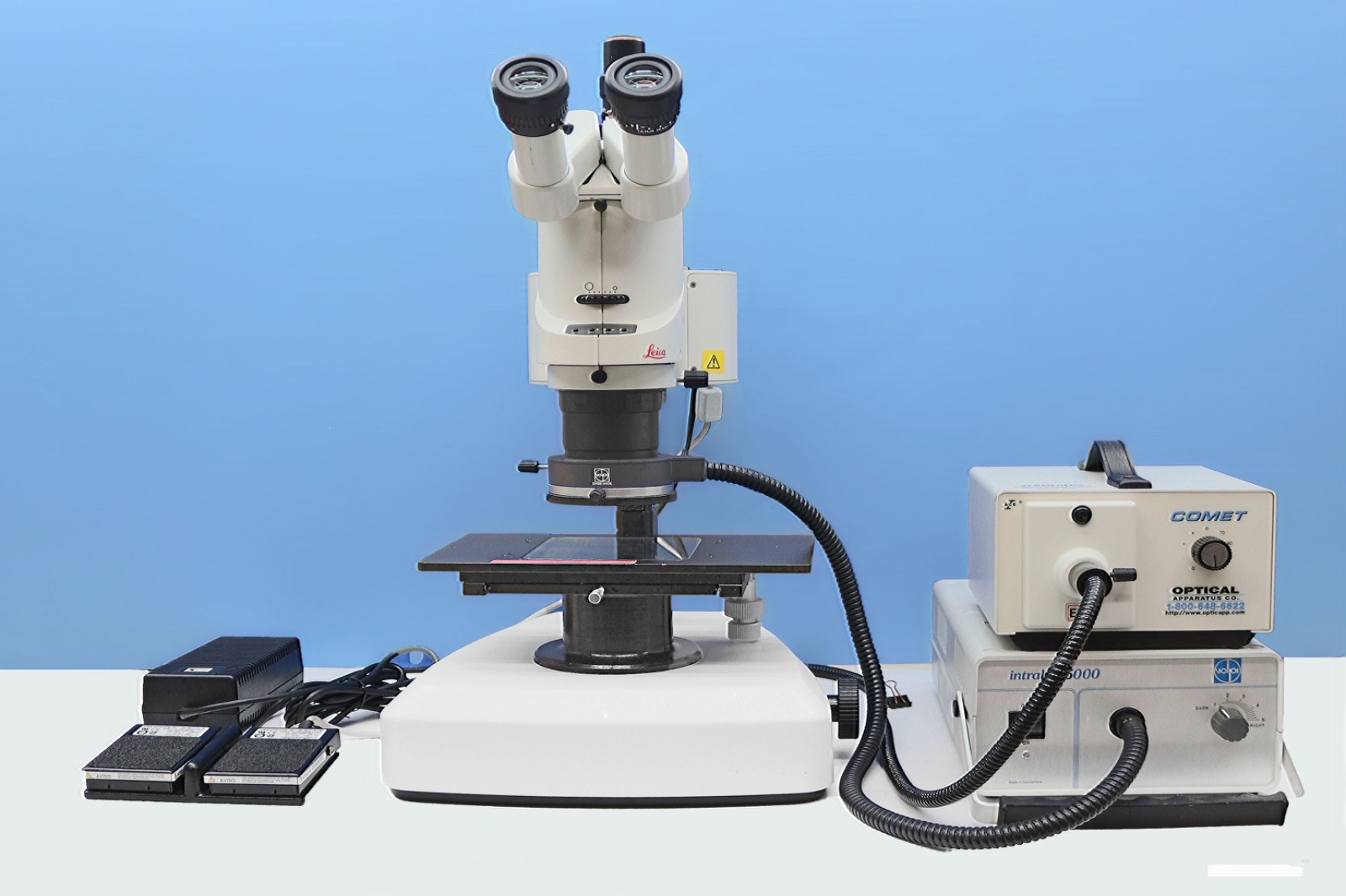 Leica MZ16A Stereo Microscope, Leica HL Stand, Motor drive & 2 LCD light units