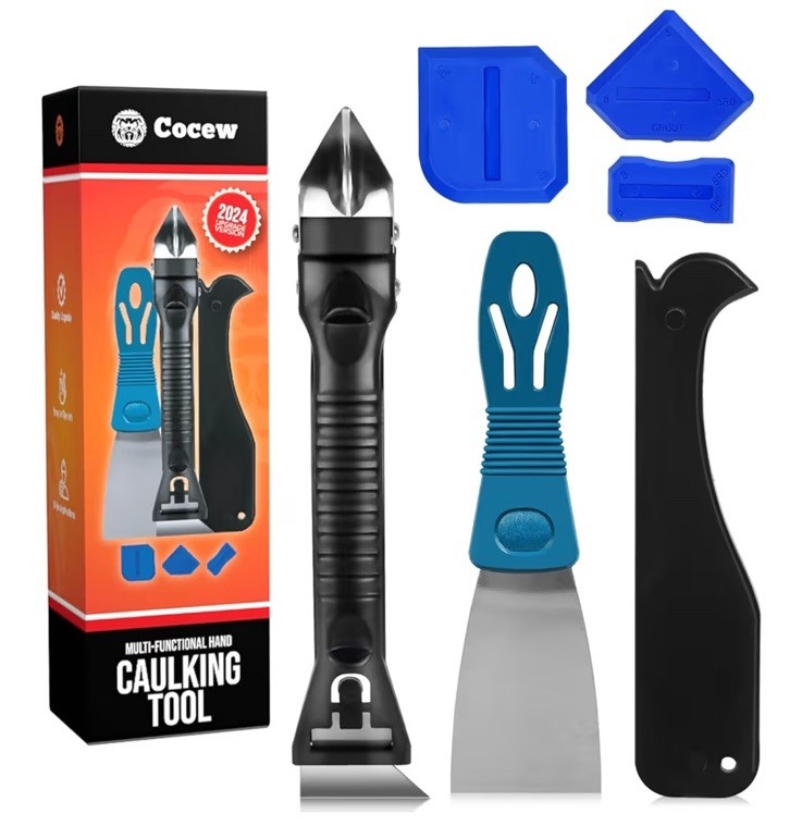 Silicone Caulking Tool Kit,Caulk Remover Tool,Putty Knife Scraper, 3 Glass Glue