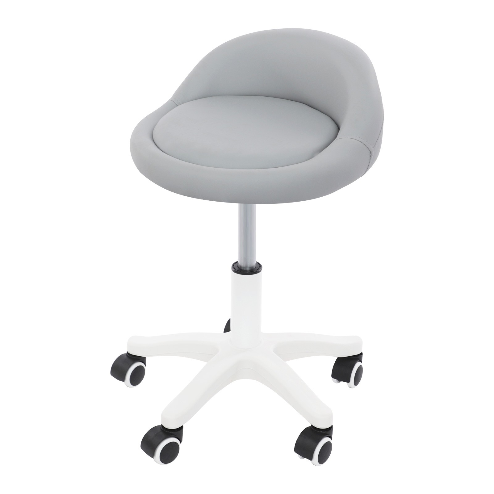 Gray Adjustable Beauty Salon Chair Rolling Stool with Low Backrest Floorstanding