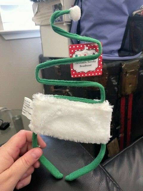 Christmas Adult Flexible Zig Zag Felt Santa Hat Headband Green New!!!