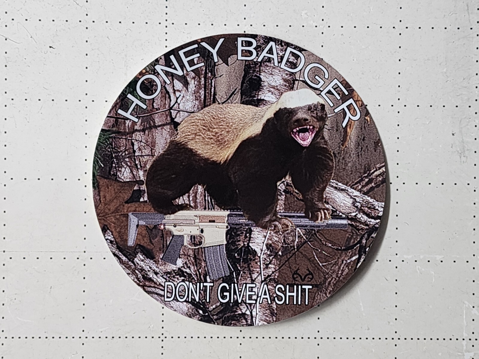 Honey Badger Don't Give a $hit camo vinyl 4" Don't care  Logo Vinyl Decal