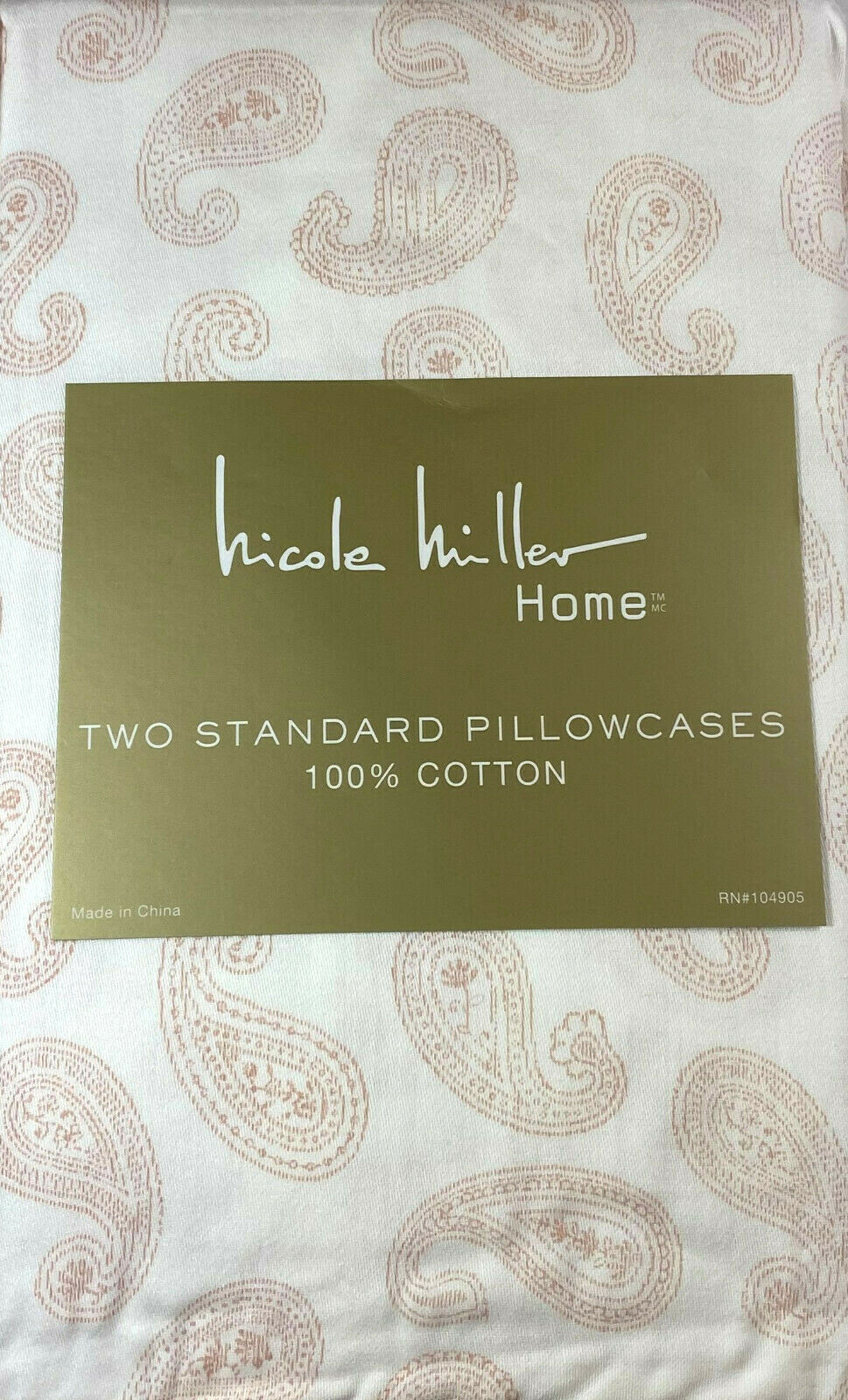 Nicole Miller Standard  Pllowcases Geometric Design White Cotton