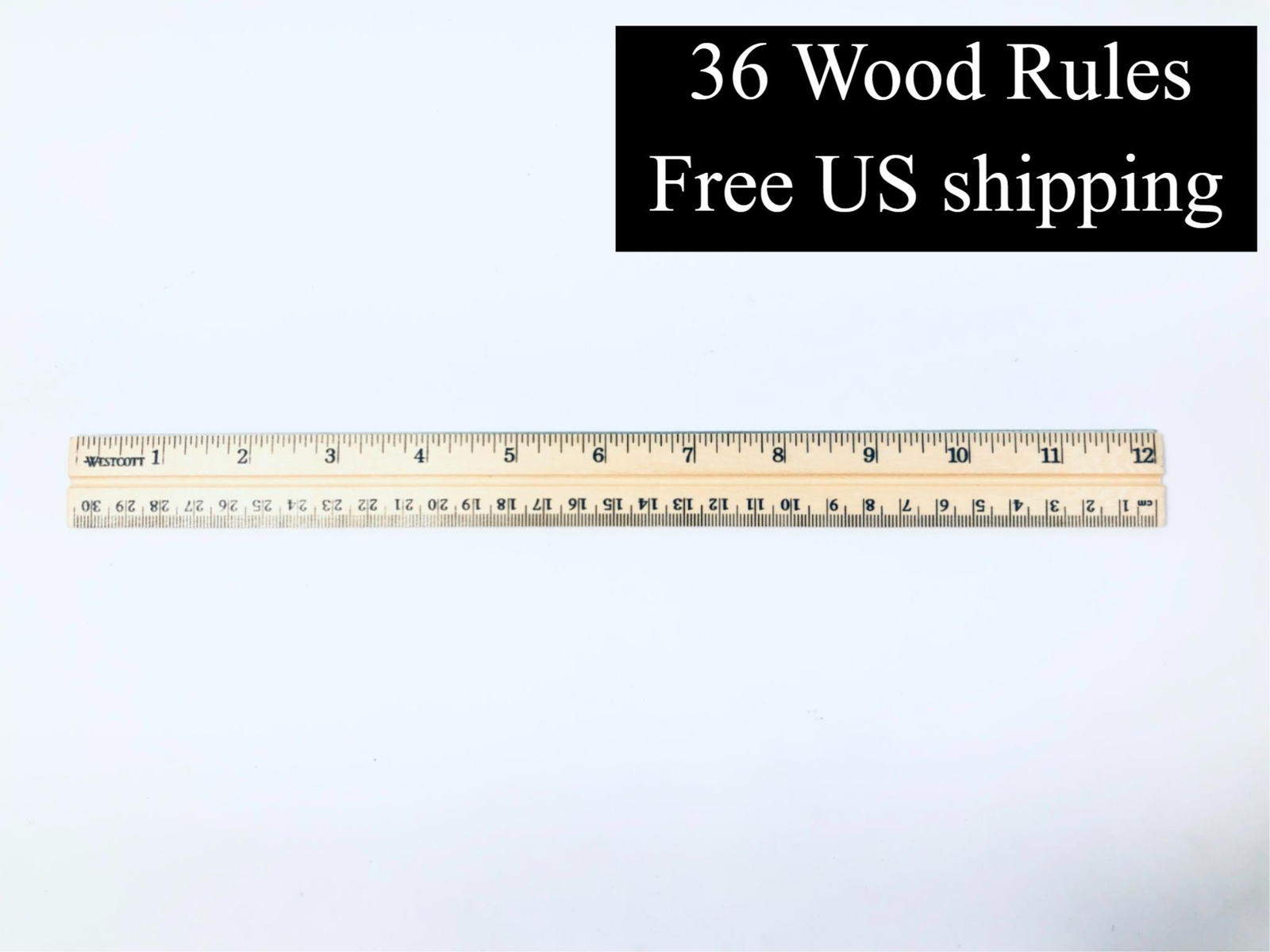 School Wood Ruler 12 Inch Crafts and Education 36-Pack
