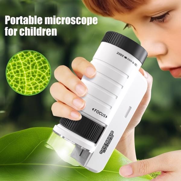 Children's Handheld Microscope HD Portable Science Experiment Toy with Led Light