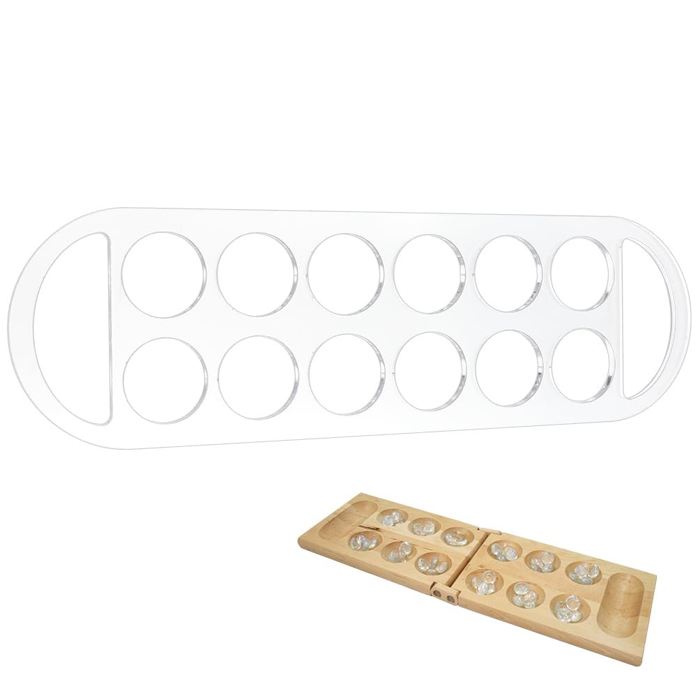 Mancala Board Template 12 Pockets 15.7x4.7 Inch Clear Acrylic Stencil Game