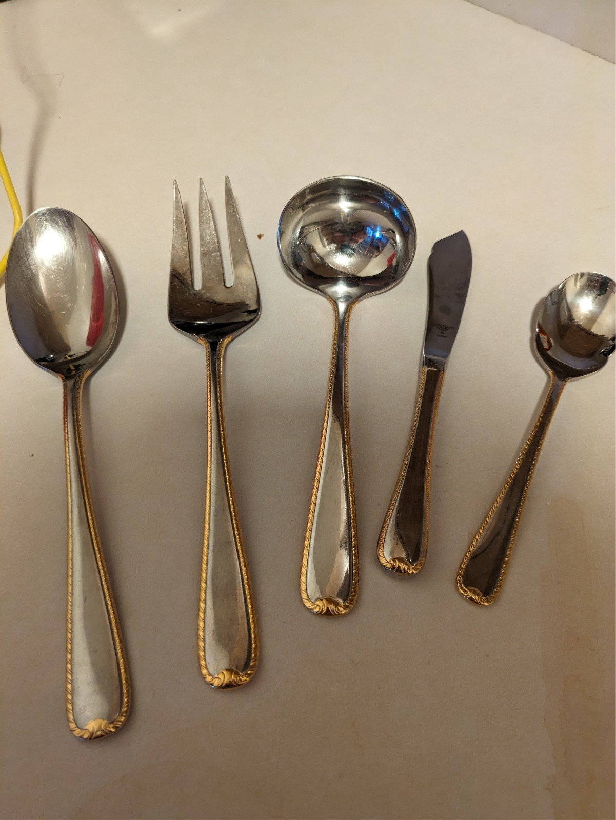 Gorham GOLDEN RIBBON EDGE Stainless 5 Piece Hostess Serving Set (s) 18/8 Korea