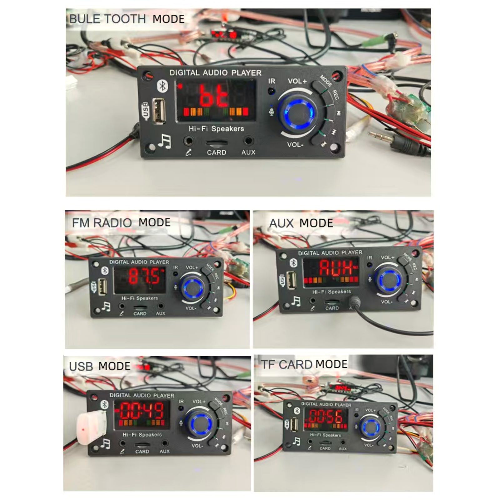 Digital DC7-25V MP3 Decoder Board 2*50W Bluetooth Amplifier Car Audio Player