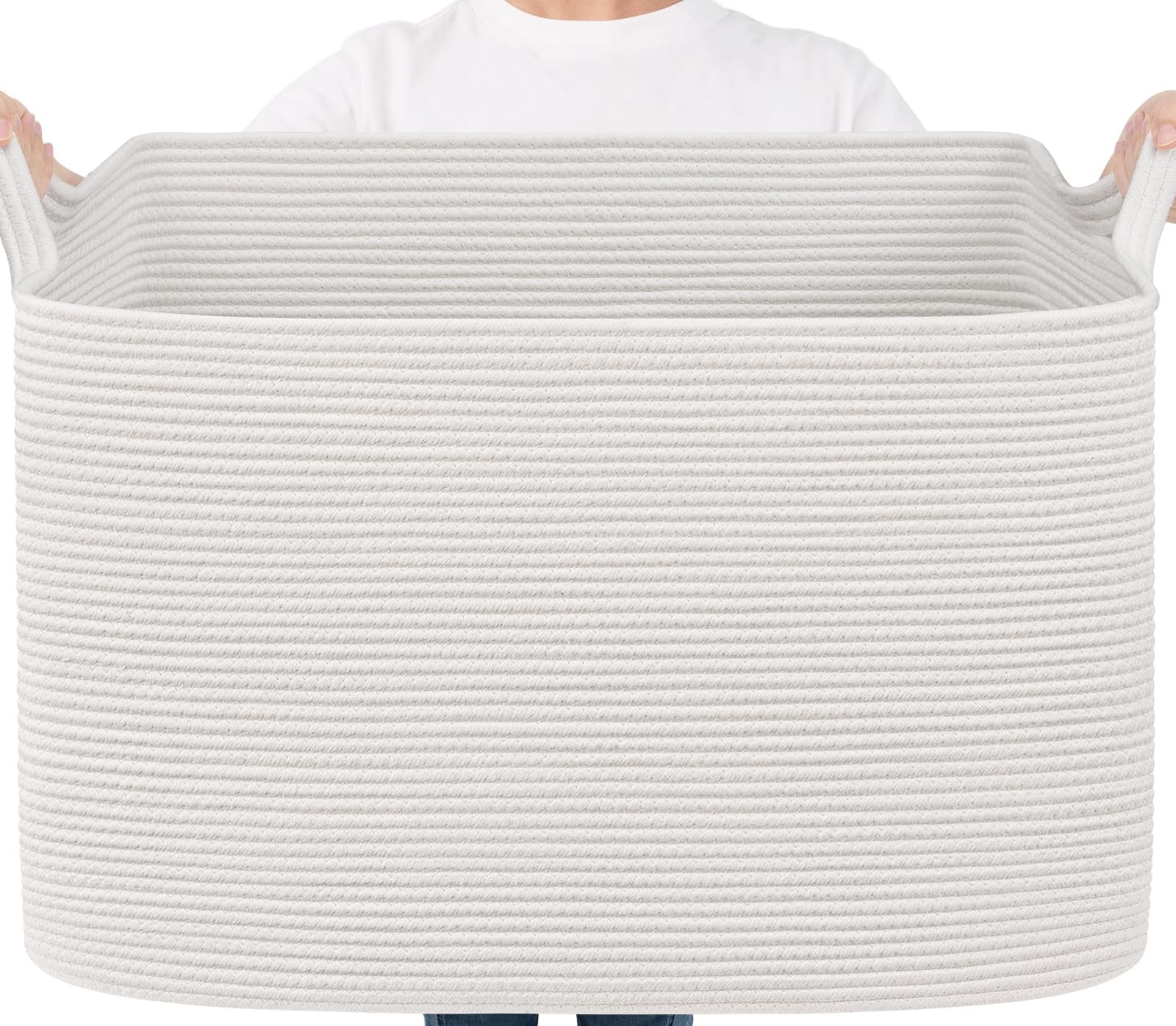 105L Extra Large Blanket Basket 25" x 16" x 16" Cotton Rope Storage Bins for ...