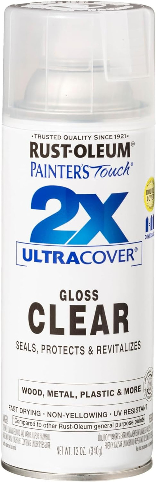 334029 Painter'S Touch 2X Ultra Cover Spray Paint, 12 Oz, Gloss Clear