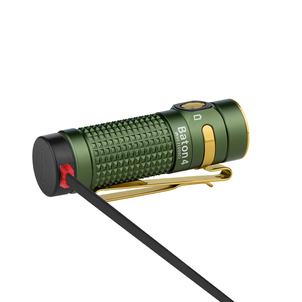 Olight Baton 4 OD Green Premium Rechargeable Flashlight & Charging Case, 1300 L