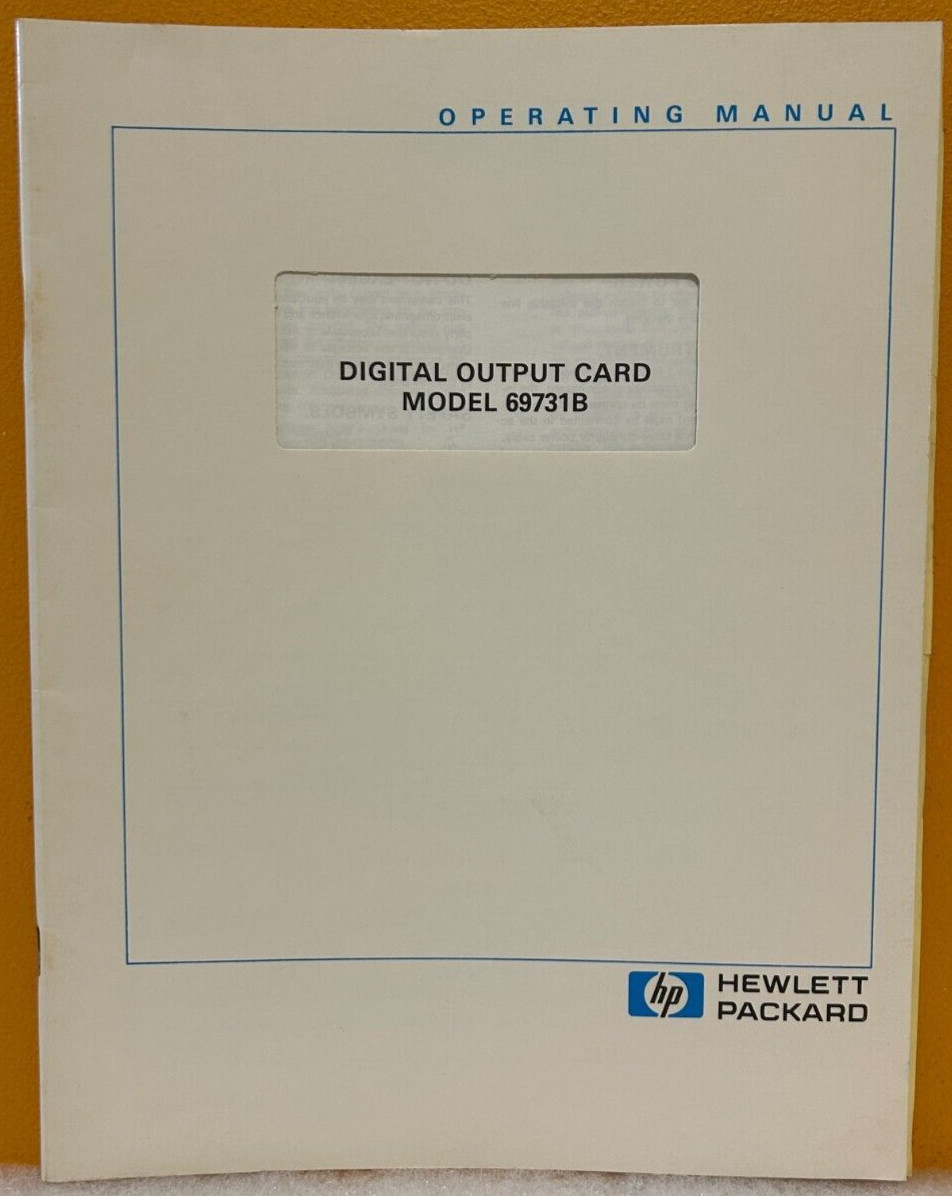 HP / Agilent 069731-90003 1982 Model 69731B Digital Output Card Operating Manual