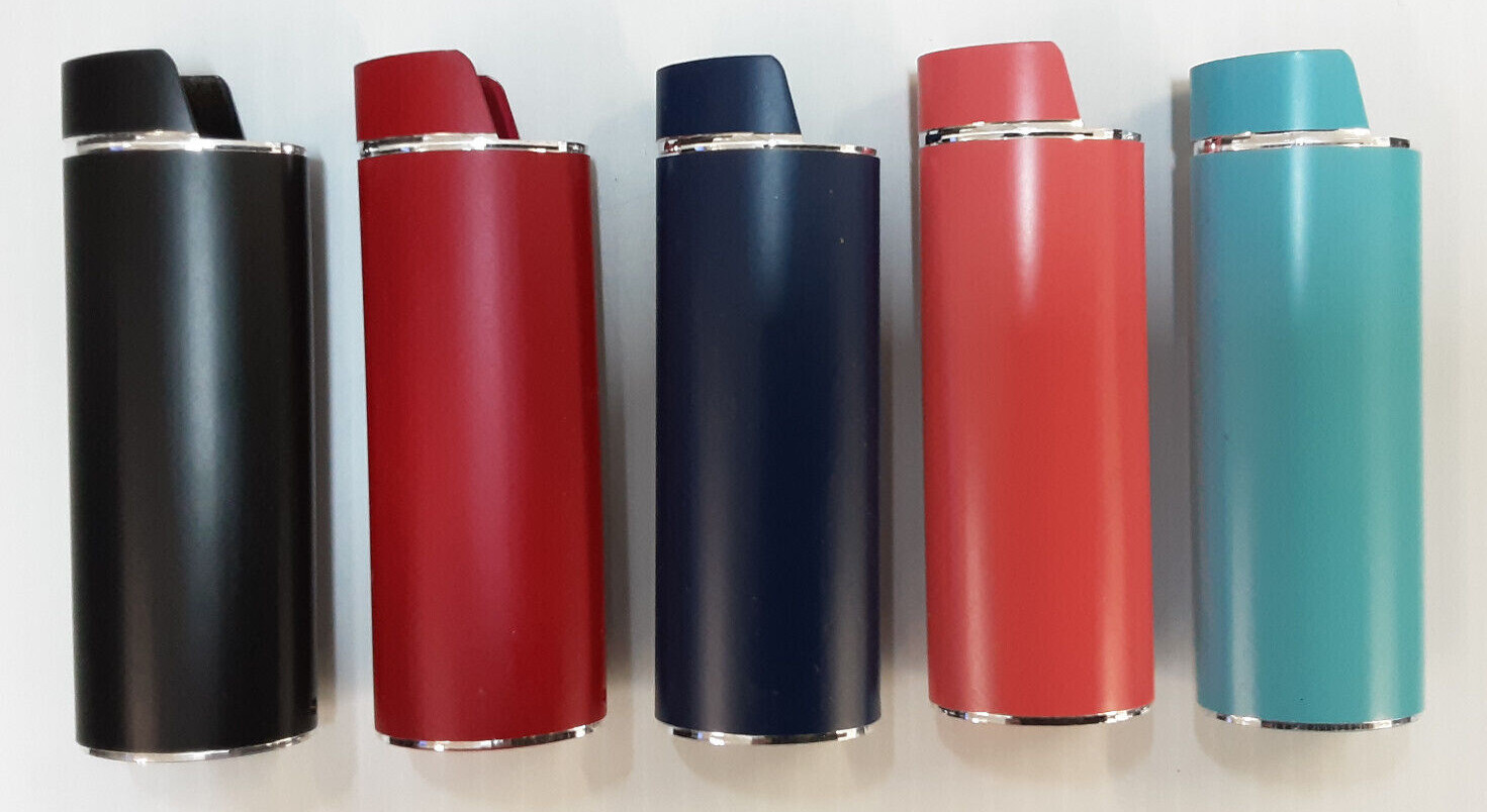 Vintage Bic Lighter Case - Metal Sleeve Cover Enamel Holder - You Choose Color