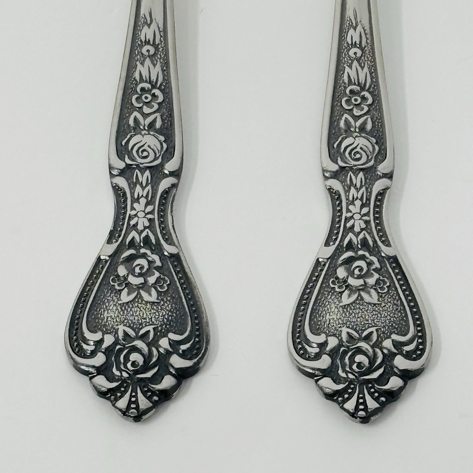 5 Japan NORMANDY Stainless Flatware 6.5" Salad Fork Rose Design Flower