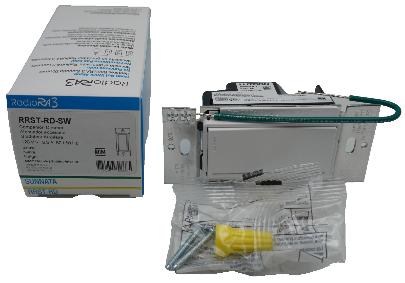 Lutron Radio RA3 RRST-RD-SW Satin White Companion Dimmer Sunnata