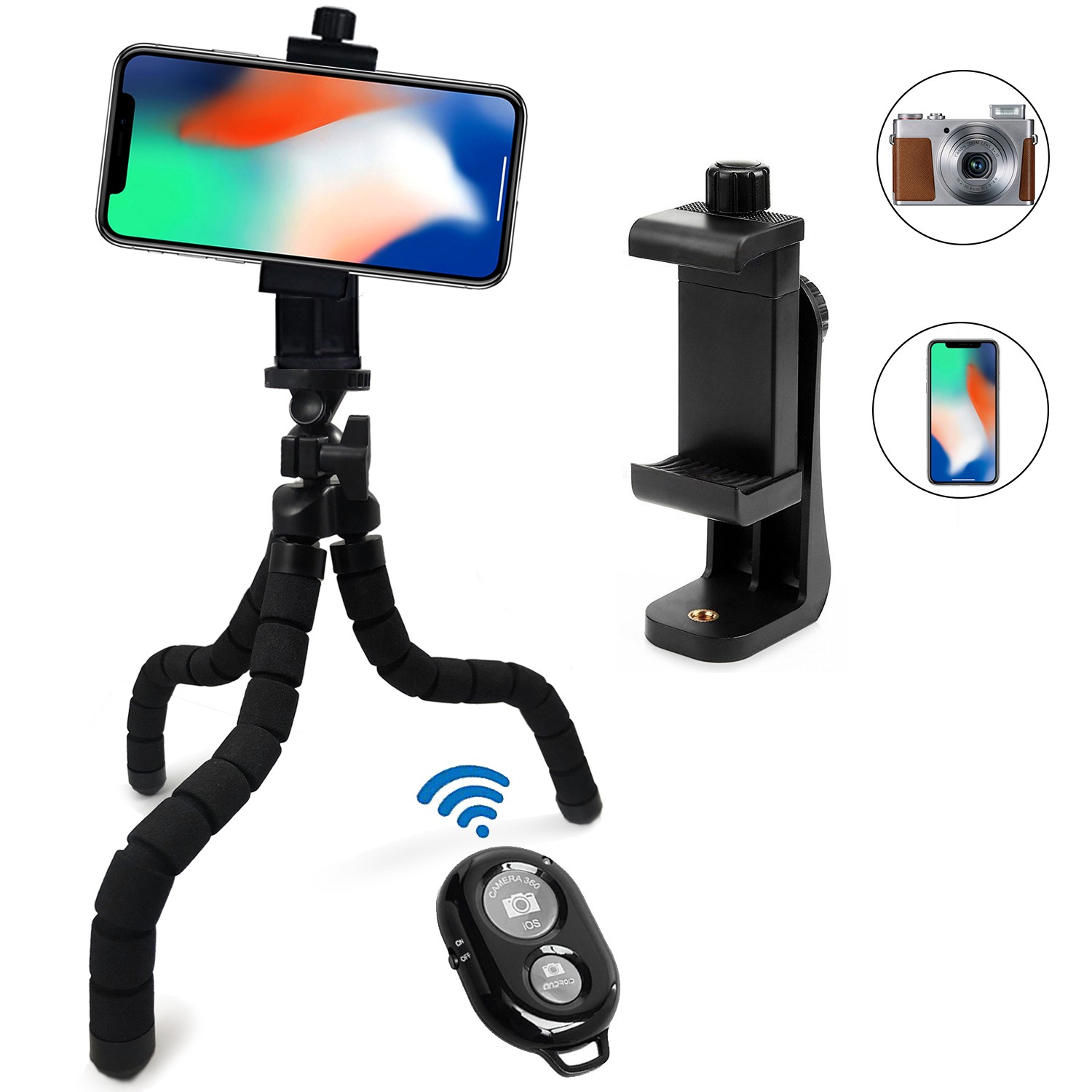 Flexible Small Octopus Tripod Bluetooth Remote Stand Rotating Phone Holder
