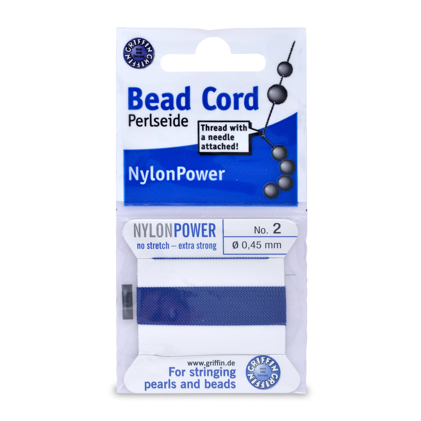 Griffin Nylon Size #2 Color Blue 2 Meter Card with Needle