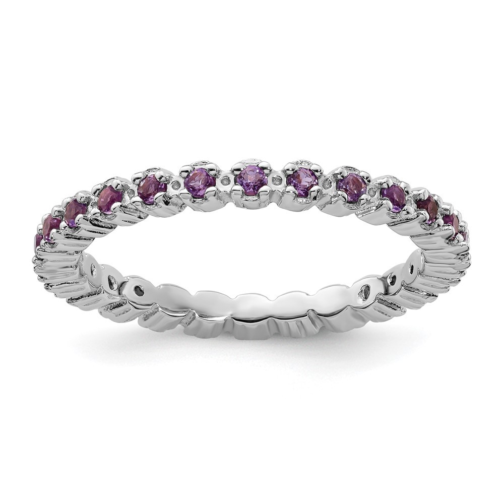 925 Sterling Silver Stackable Expressions Amethyst Ring Size 10 Gift for Women
