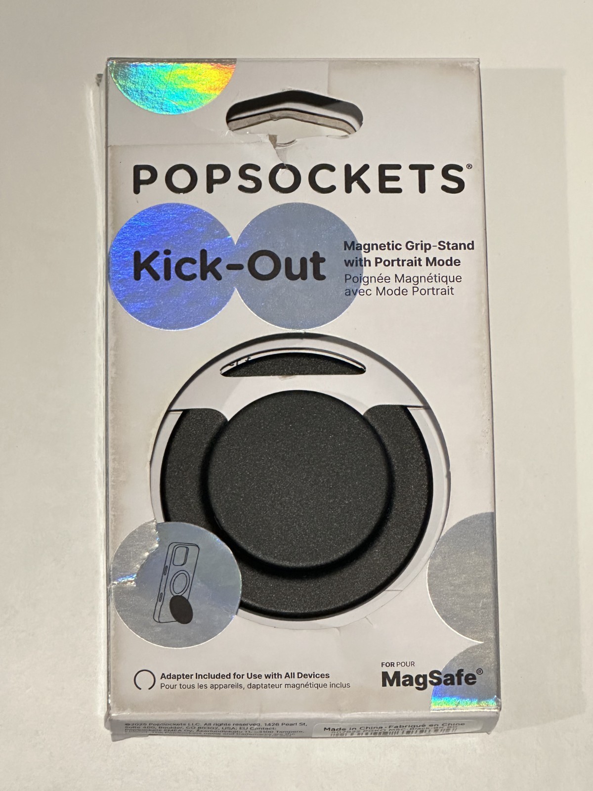 PopSockets Kick-Out MagSafe Round Phone Grip & Stand Ring for iPhone - Black