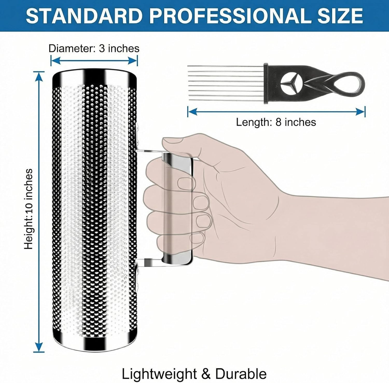 Professional Metal Guiro Instrument, 8" X 3" Stainless Steel Latin Percussion wi