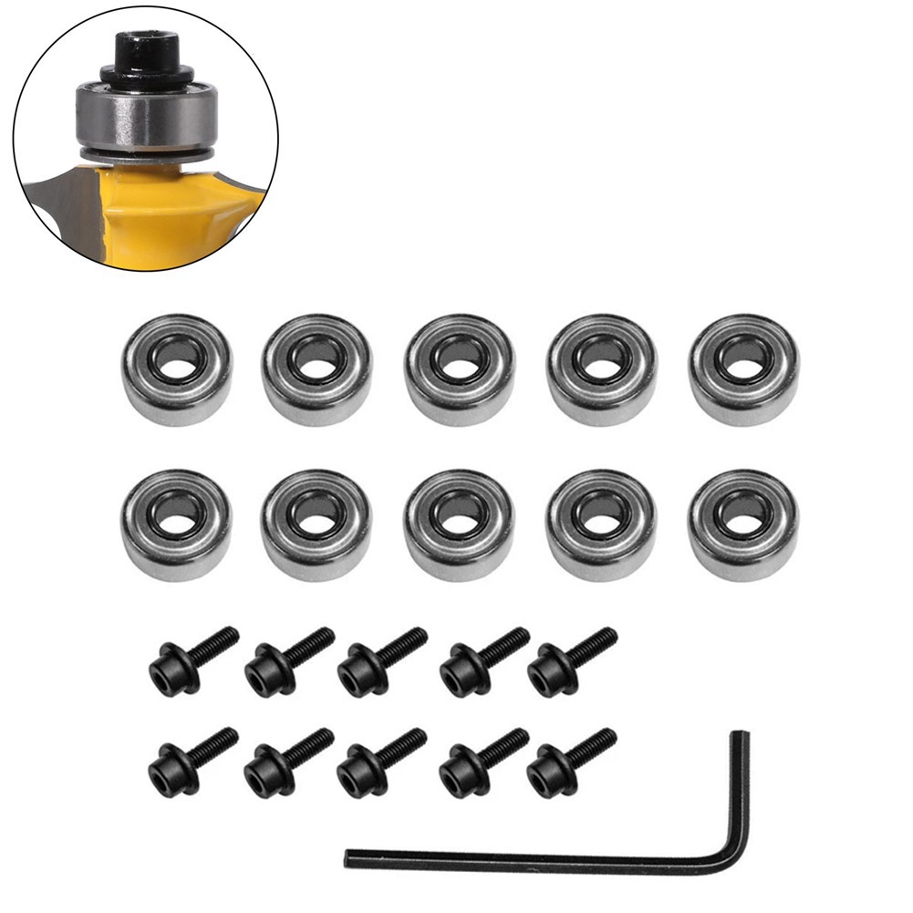 Router Bit Bearing 11pcs/Set 12.7mm Router Bit Attachment Mounted Replacement